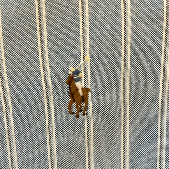 Ralph Lauren Classic Fit Button Down Oxford Shirt Blue Striped Cotton 17-34/35 - Picture 3 of 10